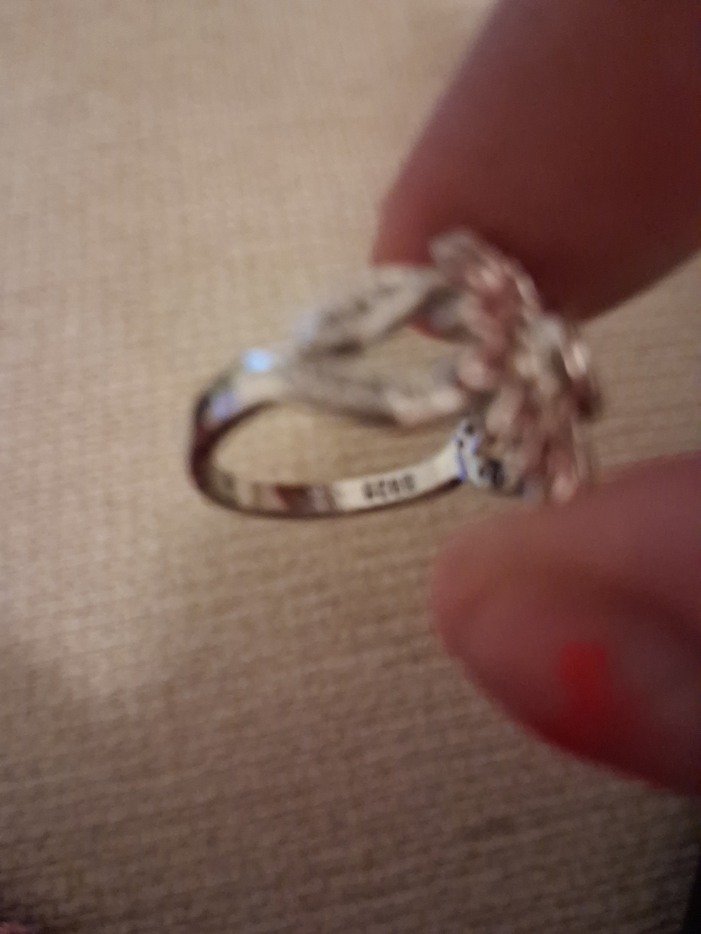 Delicate Two-Tone Floral Ring - Silver with Rose Accents